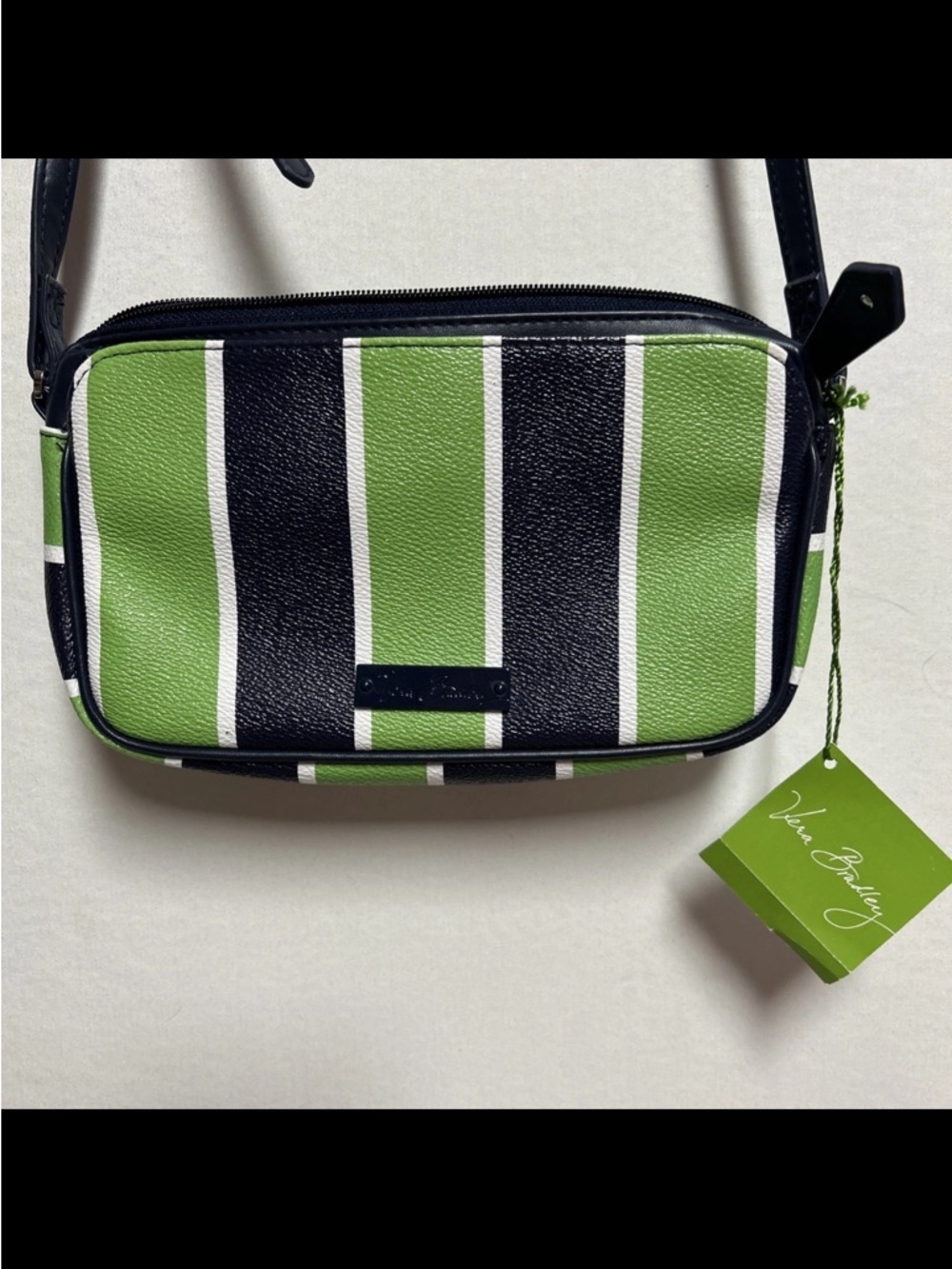 Vera Bradley Green & navy  Stripe Crossbody Bag NWT